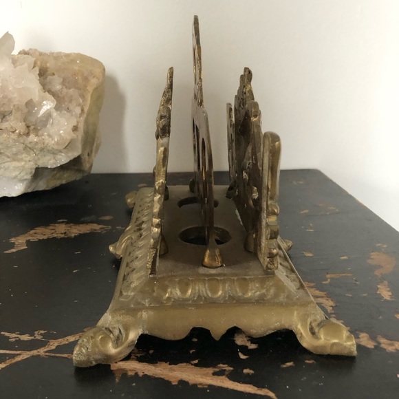 Antique Brass Letter Holder Deer Hunting Scene - Picture 4 of 9